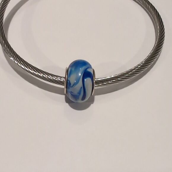 Pandora Silver Bracelet with Blue and White Charm - Picture 2 of 6